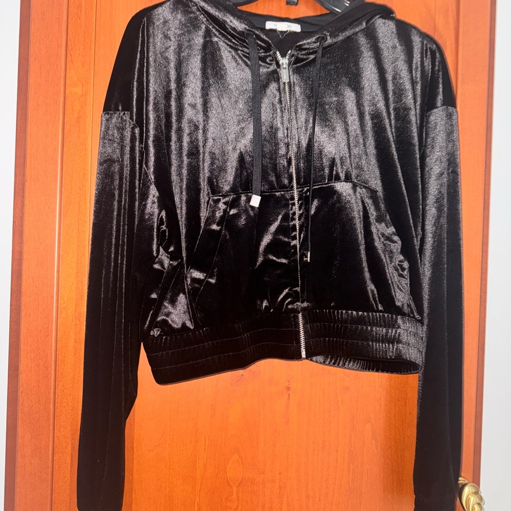 Garage Black Bomber Jacket Velvet